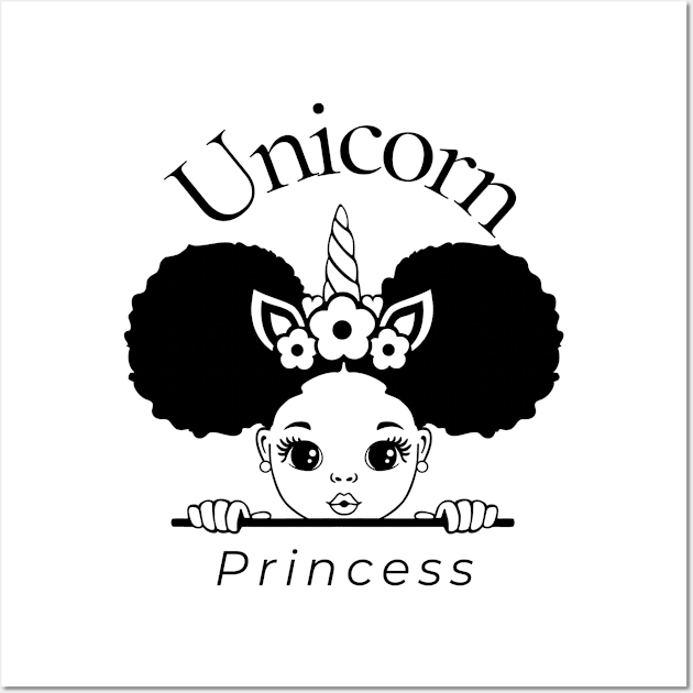 Afro Pom Pom Girl - Unicorn Princess Wall Art by Soul B Designs
